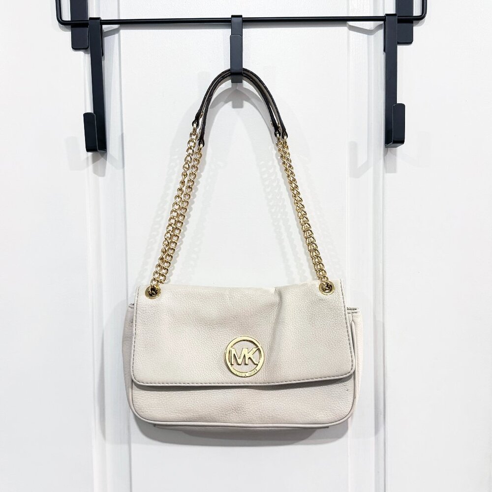 Michael Kors genuine leather cream and gold convertible shoulder bag